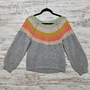 Anthropologie Sweater Womens M Gray Colleen Scoop Neck Alpaca Wool